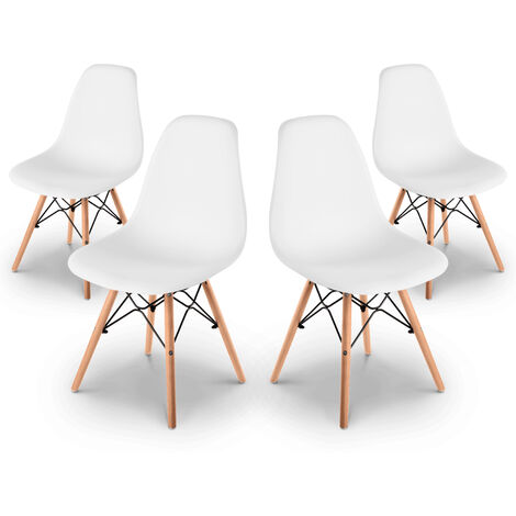 Pack 4 Sillas retro color Blanco de diseño nordico– McHaus