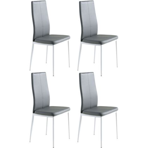 Pack 4 Sillas Salón Comedor Sora Estilo Moderno en Color Gris 98x42x47 cm