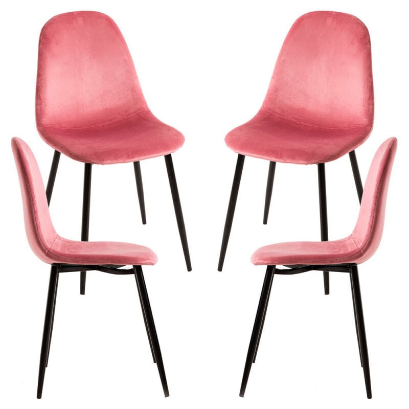 

Packs Sillas Comedor - Pack 4 Sillas Teok Black Terciopelo - Rosa