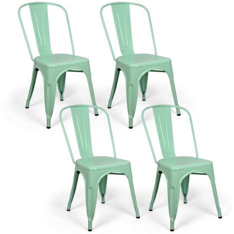 Pack 4 Sillas Tudix Diseño Industrial Color Verde Menta