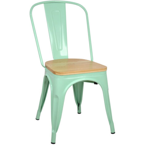 Pack 4 Sillas Tudix Industrial Verde Menta Asiento de Madera
