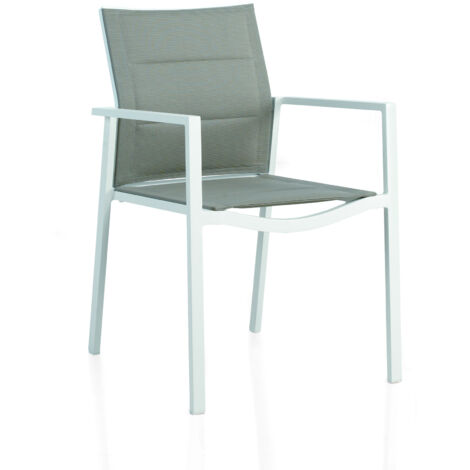 Pack 4 Sillones Aluminio Blanco Textiline Acolchado Crema  Col. White