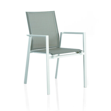 Pack 4 Sillones Aluminio Blanco Textiline Crema  Col. White