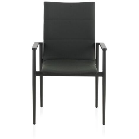 Pack 4 Sillones Aluminio Gris Oscuro Tapizado En Verde  Col. Soffice