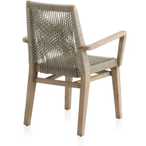 Pack 4 Sillones De Madera De Acacia Y Trenzado En Cuerda Capuchino Coleccion Croci
