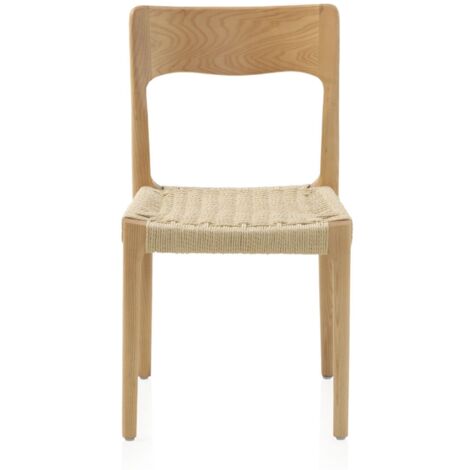 Pack 4 Sillones De Madera De Fresno Con Asiento Trenzado
