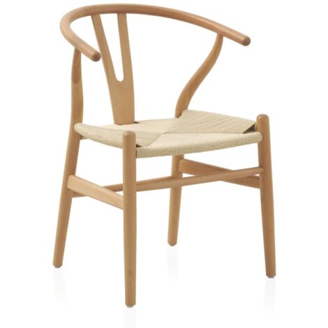 Pack 4 Sillones De Madera De Haya Con Asiento Trenzado