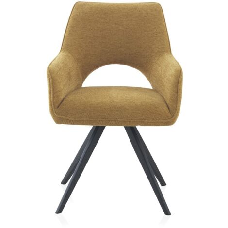 Pack 4 Sillones Tapizados Giratorios Mostaza Con Patas Metalicas Negras