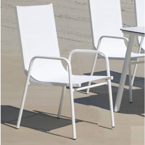 Pack 4 sillones terraza jardín Lerian aluminio blanco, 92cm(alto) 54cm(ancho) 82cm(fondo)