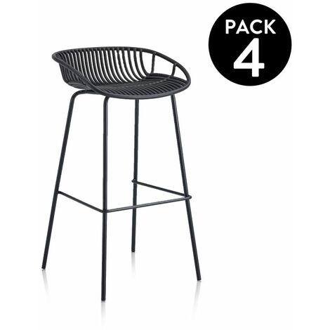 Pack 4 taburetes altos Ari Negro 44cm (ancho) x 88cm (alto)