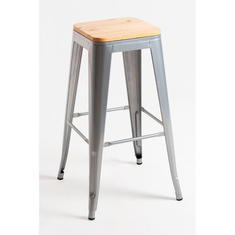 

Packs Taburetes Altos - Pack 4 Taburetes Torix Madera Natural - Gris metalizado