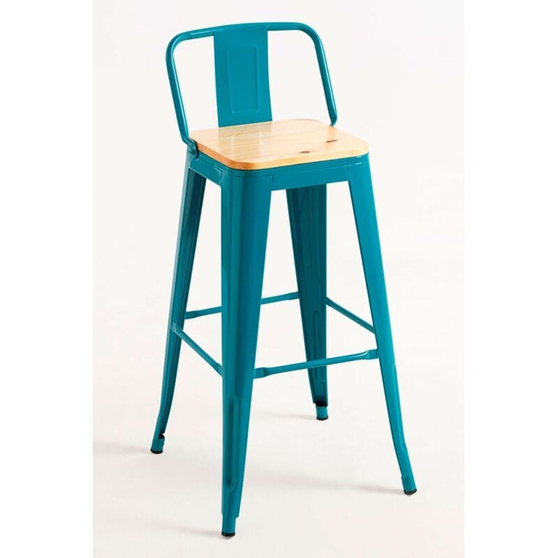 

Packs Taburetes Altos - Pack 4 Taburetes Torix Respaldo Madera Natural - Verde azulado