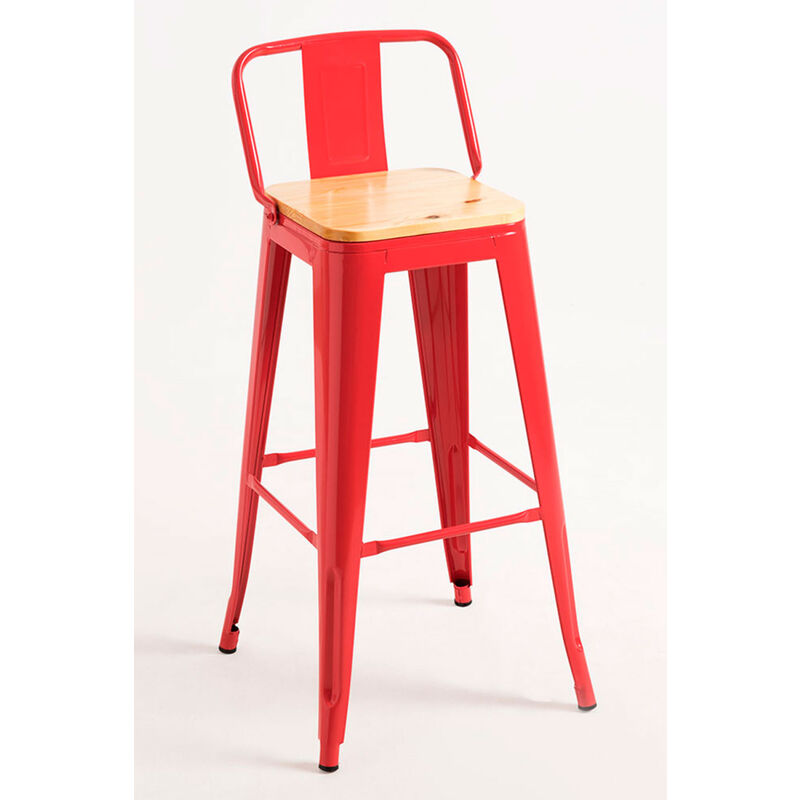 

Packs Taburetes Altos - Pack 4 Taburetes Torix Respaldo Madera Natural - Rojo