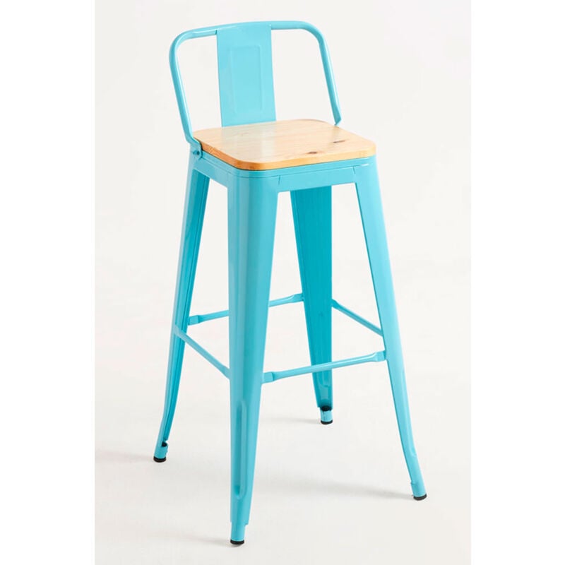 

Packs Taburetes Altos - Pack 4 Taburetes Torix Respaldo Madera Natural - Azul cielo