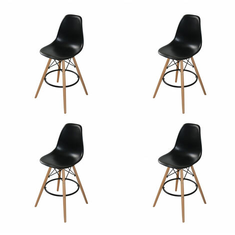 PACK 4 TABURETES TOWER WOOD NEGROS