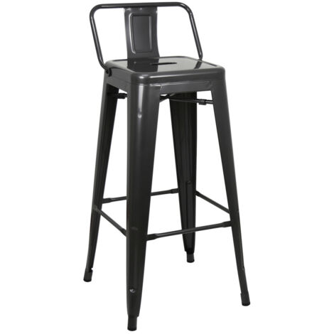 Pack 4 Taburetes Tudix Industrial con Respaldo Gun Metal