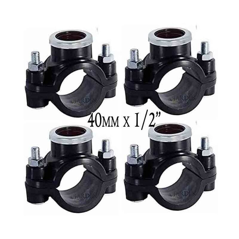 

Suinga - Pack 4 x COLLARIN DE RIEGO 40MM x 1/2'. Utilizado para la instalación de elementos de riego como aspersores, difusores o goteo.