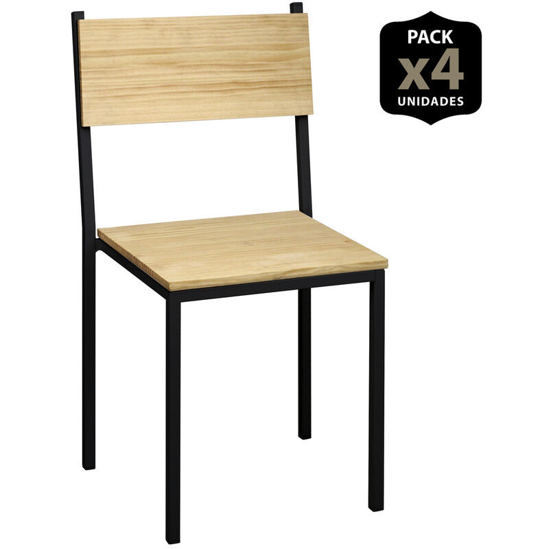 

Pack 4Uds. Silla iCub encajable industrial vintage negra. 40X40x85 cm