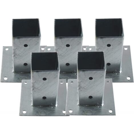 Pack 5 Base para Poste 9x9 cm Zincada Acero Anclaje Suelo  Soporte para Postes de Madera cuadrados  Base 15x15 cm