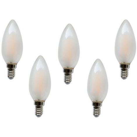 Pack 5 Bombilla Vela Filamento Led Cristal Mate 4w 2800k