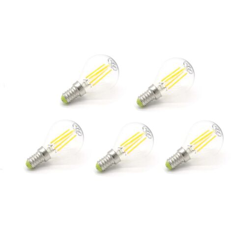 Pack 5 Bombillas Esféricas Filamento Led E14 4W 2700k
