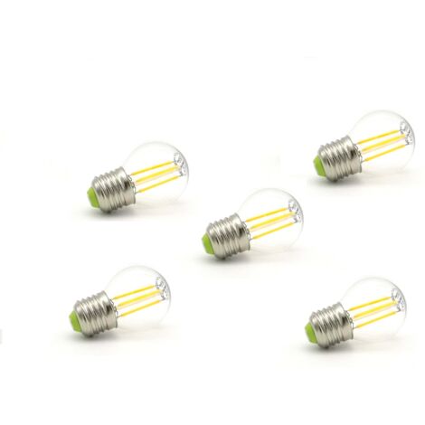Pack 5 Bombillas Esféricas Filamento Led E27 4W 2700k