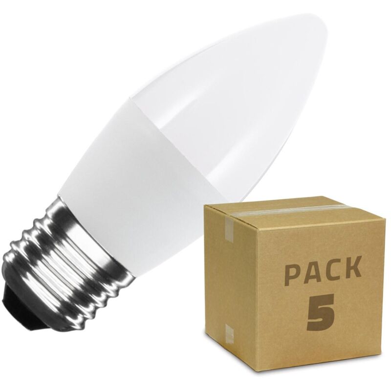 

Pack Bombillas LED E27 Casquillo Gordo C37 5W (5 un) Blanco Neutro 4000K - 4500K . - Blanco Neutro 4000K - 4500K