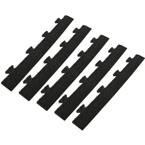 Pack 5 Bordures Males pour Dalle PVC noire Clipsable Sol Antidérapant Carré Garage Atelier PS50CRN/M INTEC