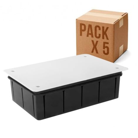 Pack 5 Cajas de empotrar 160x100x50mm + Tapa Blanca con Tornillos