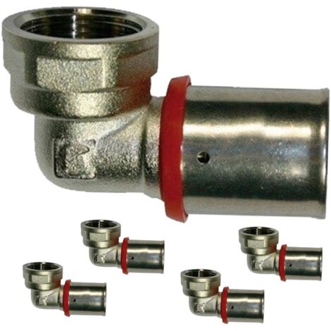 Pack 5 Codo hembra 1/2" para Tubo multicapa 16 mm, uso con maquina prensadora