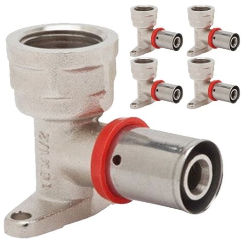 Pack 5 Codo hembra con soporte 3/4'' para Tubo multicapa 20 mm uso con maquina prensadora