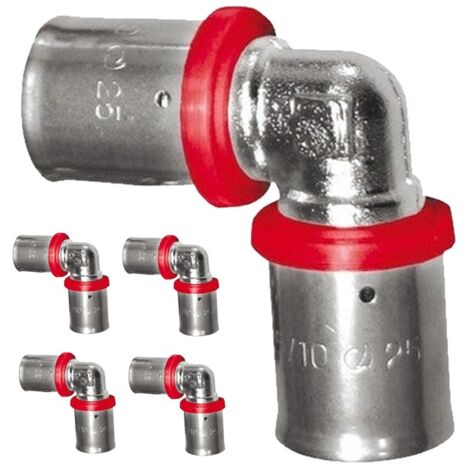 Pack 5 Codo para Tubo multicapa 16 mm, uso con maquina prensadora