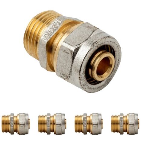 Pack 5 Entronque 1/2'' macho para Tubo multicapa de compresion 20 mm, sin necesidad de maquina prensadora
