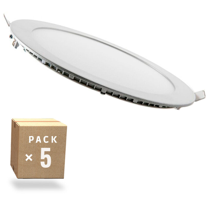 Greenice - Lot de 5 panneaux led 20 w 2 000 lm 4 200 °k circulaire 40 000 h [PE-1011P5-W]