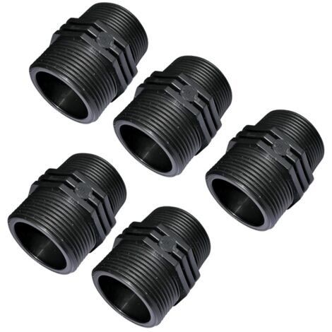 Pack 5 Machon roscado plastico 1 1/4'' x 1 1/4'' PN10, racores de compresion para roscar, doble rosca macho/macho