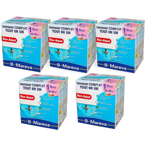 Pack 5 mois traitement Mareva REV-AQUA 4 en 1 piscine 18 à 30m³