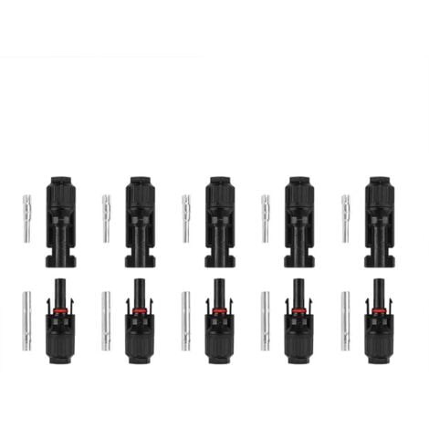 Pack 5 Parejas de conectores macho y hembra MC4 1/1 IP68 para Cable de 4-6mm²