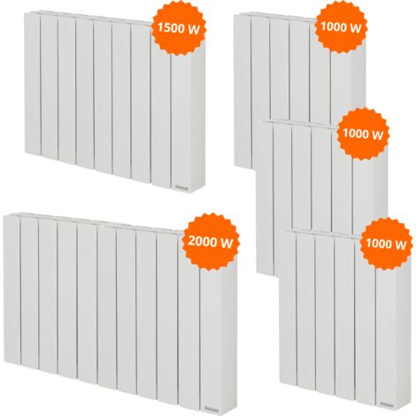 Pack 5 radiateurs électriques Baleares Thermor 3x 1000 W + 1 x 1500 W + 1 x 2000 W