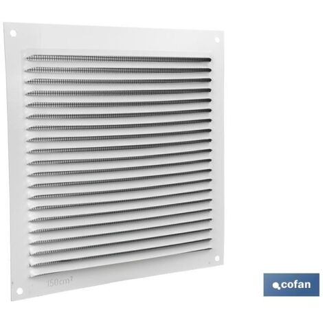Pack 5 rejillas de ventilación aluminio blanco con mosquitera 17 x 17 cm