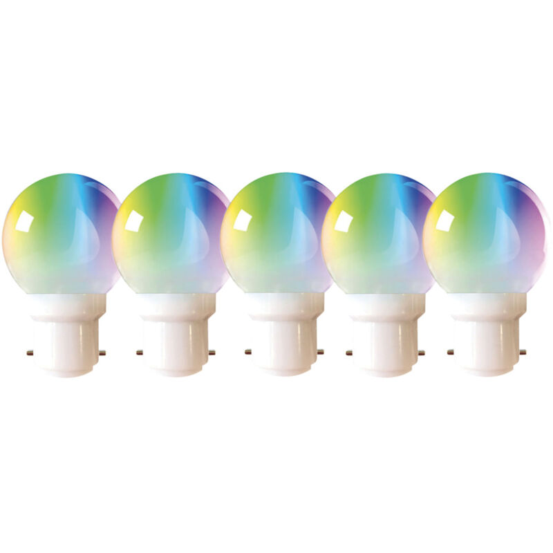 Pack de 5 Ampoules Sphériques led 0.8W 50LM rvb – Éclairage Coloré et Écoénergétique pour Guirlandes