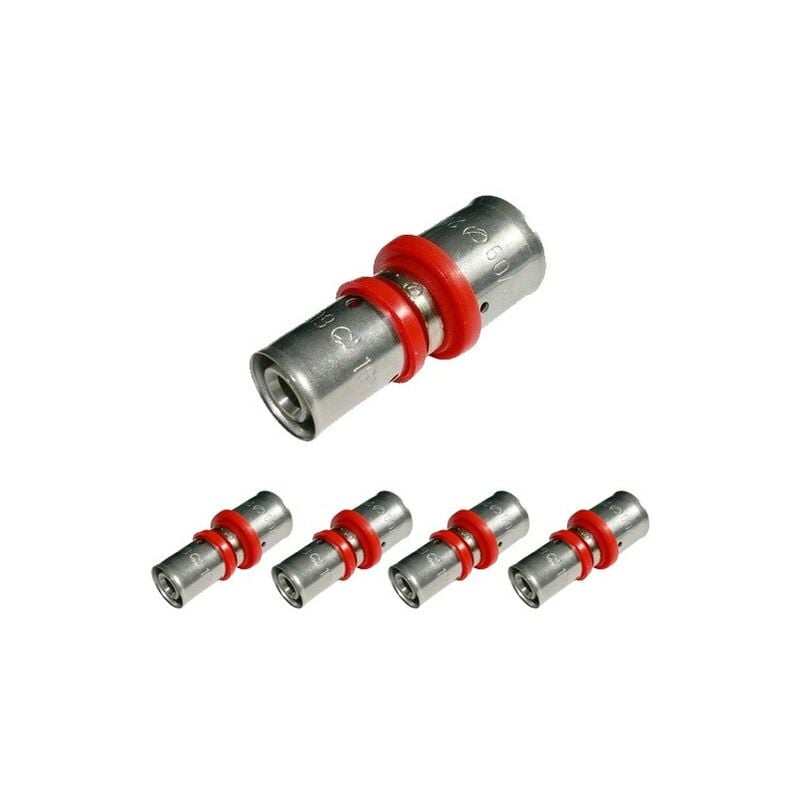 Lot de 5 Manchon réduit 25-16 mm pour tube multicouche 25 mm, à utiliser avec machine à sertir, gris
