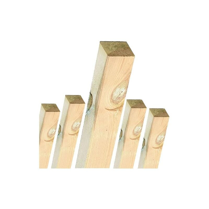 Lot de 5 Poteau en bois carré, 7x7 cm pour le jardin, hauteur 100 cm. Utile pour construction de clôtures, décoration, pergola