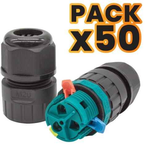 Pack 50 Conectores Estancos IP68 450V 2P+tt 0.5-2.5mm² Sin Tornillos