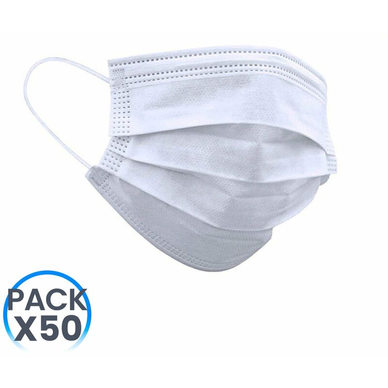 O91 - Pack 50 Mascarillas Higiénicas No Reutilizables Blanco