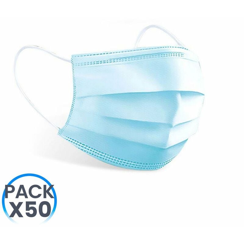 O91 - Pack 50 Mascarillas Higiénicas No Reutilizables Azul