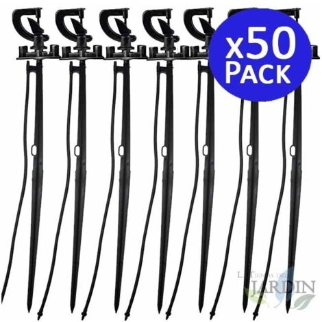 Pack 50 Microaspersor de Riego Bailarina Invertida Circular 360º, alcance de 2 a 2,5m con Estaca de 40 cm