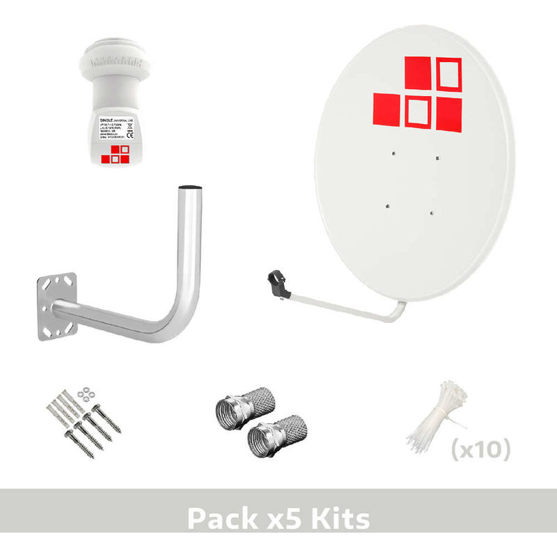 

Pack 5x Kits Antena Parabólica 80cm + LNB + Soporte