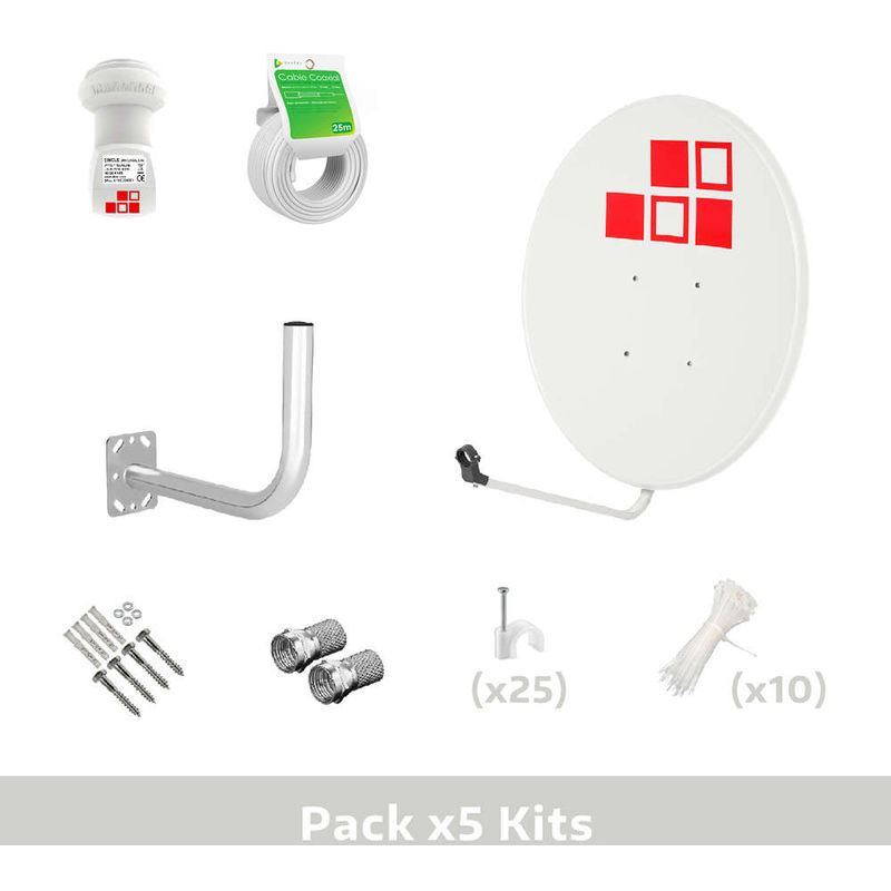 

Diesl.com - Pack 5x Kits Antena Parabólica 80cm + LNB + Soporte + Cable