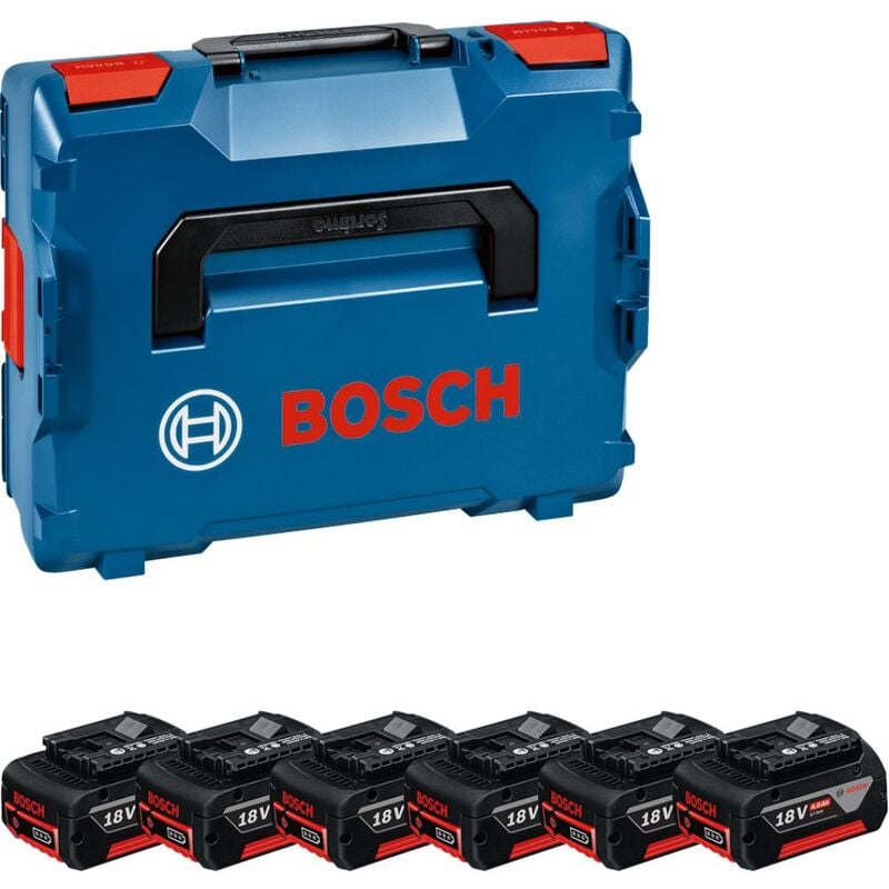 Bosch - Pack 6 batteries 18V gba 4Ah + coffret l-boxx 1600A02A2S - Noir