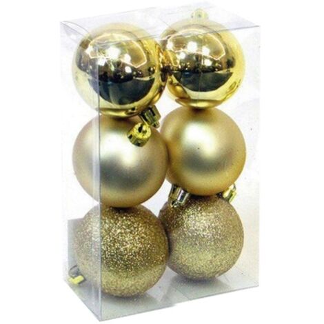 Pack 6 bolas de navidad 8cm Dorado